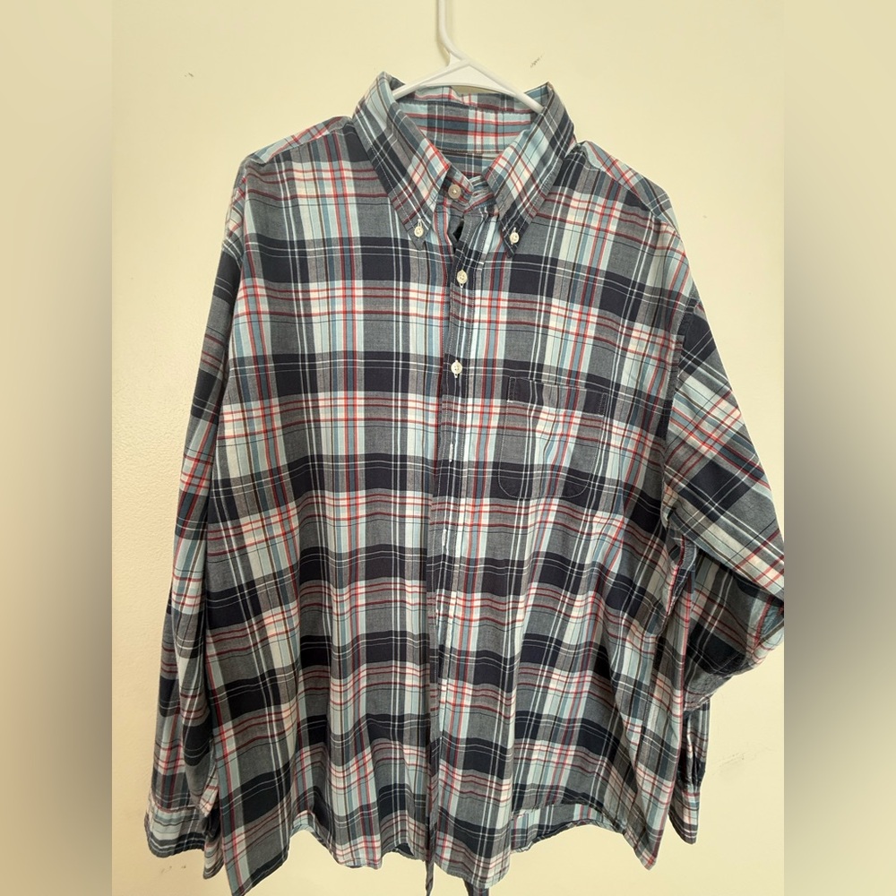 Brooks Brothers Navy and Red Plaid Casual Shirt